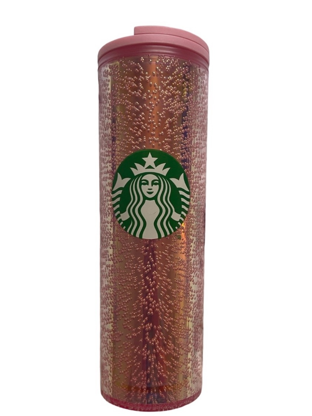 Starbucks Pink Bubble-Textured Tumbler with Green Logo
